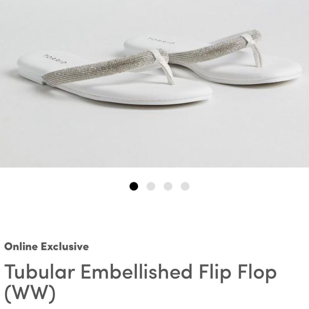torrid White Tubular Embellished Flip Flop Sandals